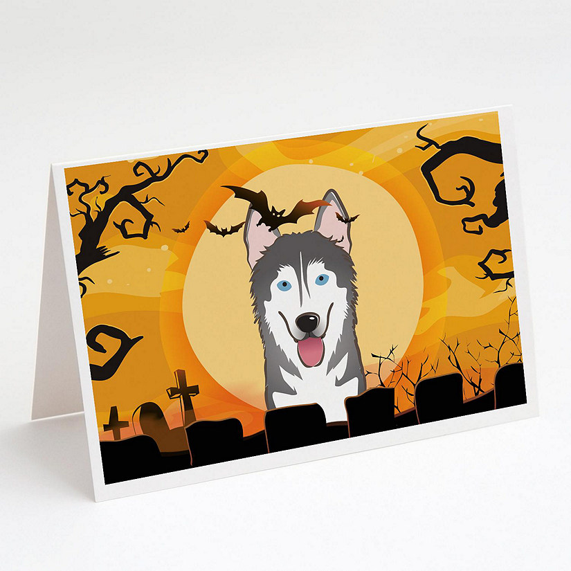 Caroline's Treasures Halloween, Halloween Alaskan Malamute Greeting Cards and Envelopes Pack of 8, 7 x 5, Dogs Image