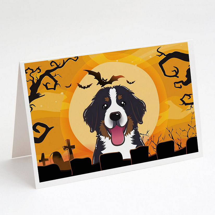 Caroline's Treasures Halloween, Halloween Bernese Mountain Dog Greeting Cards and Envelopes Pack of 8, 7 x 5, Dogs Image