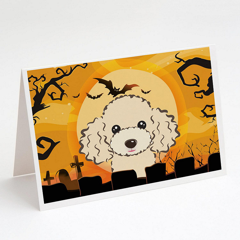 Caroline's Treasures Halloween, Halloween Buff Poodle Greeting Cards and Envelopes Pack of 8, 7 x 5, Dogs Image