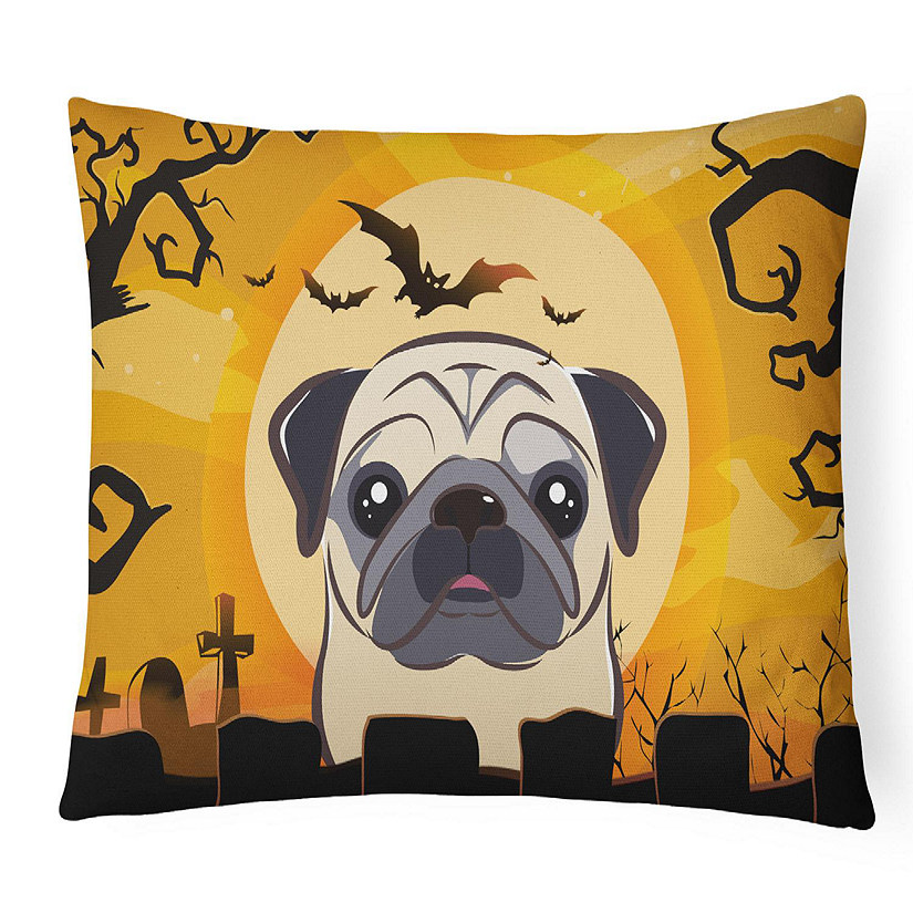 Caroline's Treasures Halloween, Halloween Fawn Pug Canvas Fabric Decorative Pillow, 12 x 16, Dogs Image