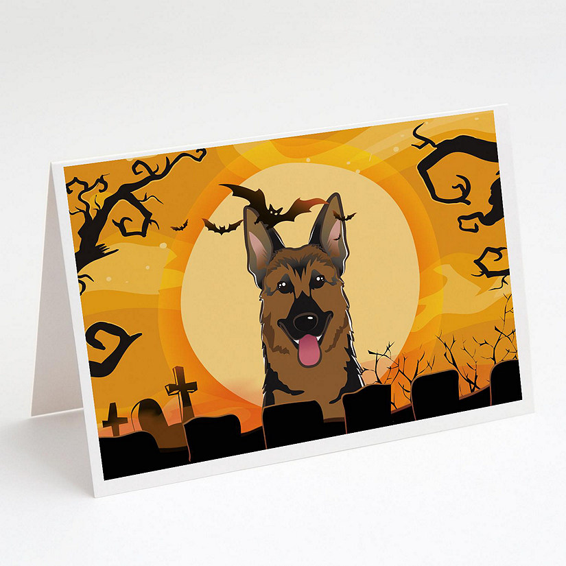 Caroline's Treasures Halloween, Halloween German Shepherd Greeting Cards and Envelopes Pack of 8, 7 x 5, Dogs Image