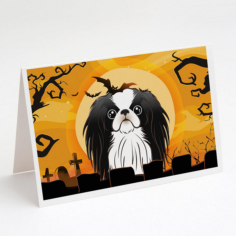 Caroline's Treasures Halloween, Halloween Japanese Chin Greeting Cards and Envelopes Pack of 8, 7 x 5, Dogs Image
