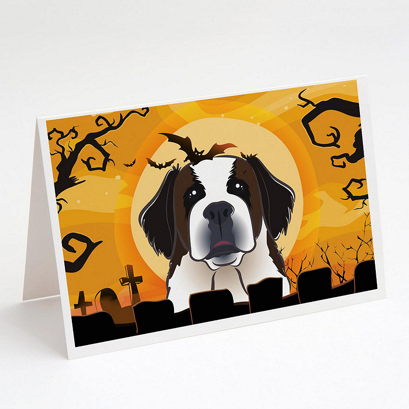 Caroline's Treasures Halloween, Halloween Saint Bernard Greeting Cards and Envelopes Pack of 8, 7 x 5, Dogs Image