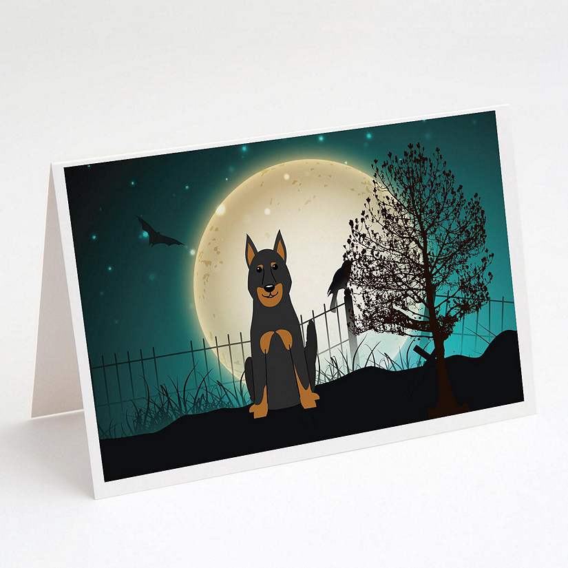 Caroline's Treasures Halloween, Halloween Scary Beauce Shepherd Dog Greeting Cards and Envelopes Pack of 8, 7 x 5, Dogs Image