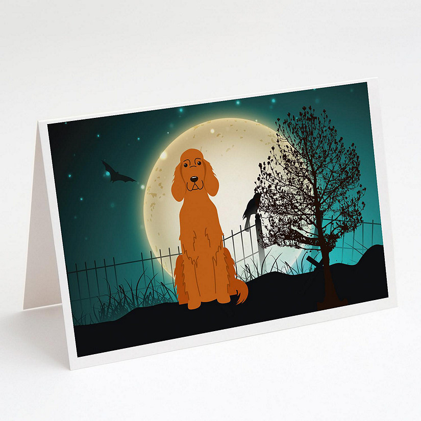 Caroline's Treasures Halloween, Halloween Scary Irish Setter Greeting Cards and Envelopes Pack of 8, 7 x 5, Dogs Image