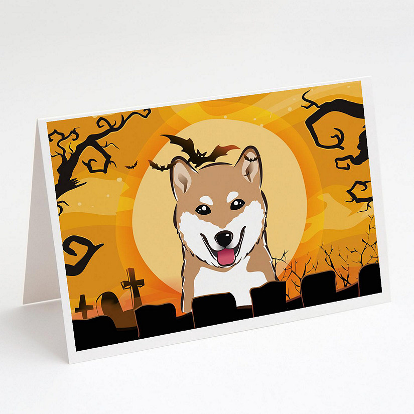 Caroline's Treasures Halloween, Halloween Shiba Inu Greeting Cards and Envelopes Pack of 8, 7 x 5, Dogs Image