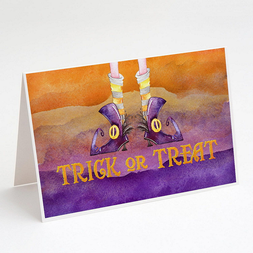 Caroline's Treasures Halloween, Halloween Trick Witches Feet Greeting Cards and Envelopes Pack of 8, 7 x 5, Seasonal Image