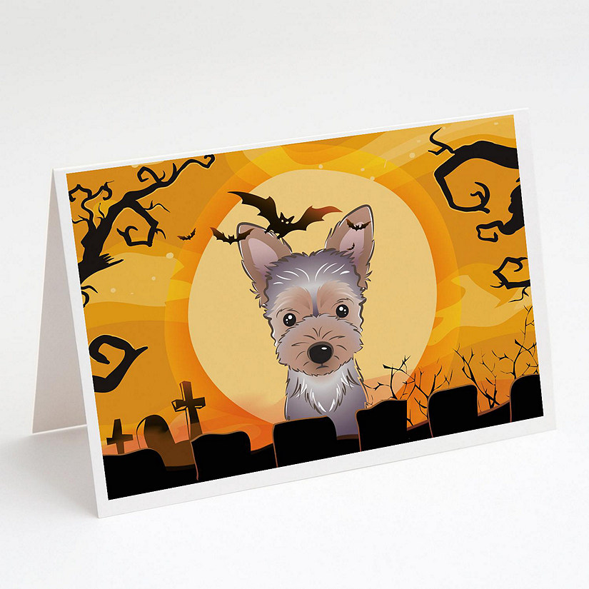 Caroline's Treasures Halloween, Halloween Yorkie Puppy Greeting Cards and Envelopes Pack of 8, 7 x 5, Dogs Image