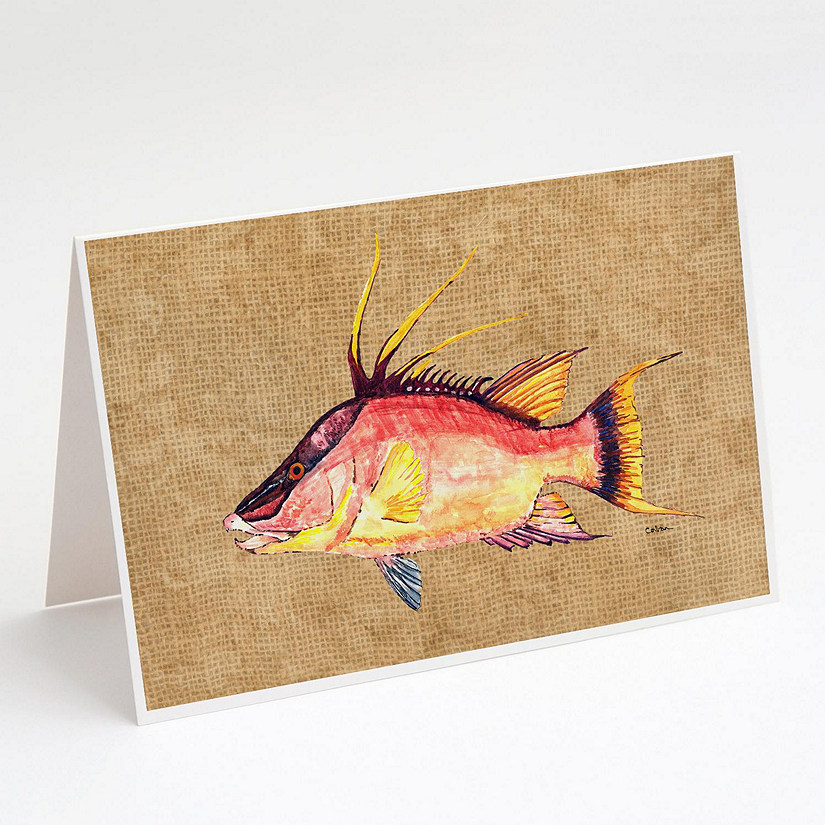 Caroline's Treasures Hog Snapper Greeting Cards and Envelopes Pack of 8, 7 x 5, Fish Image