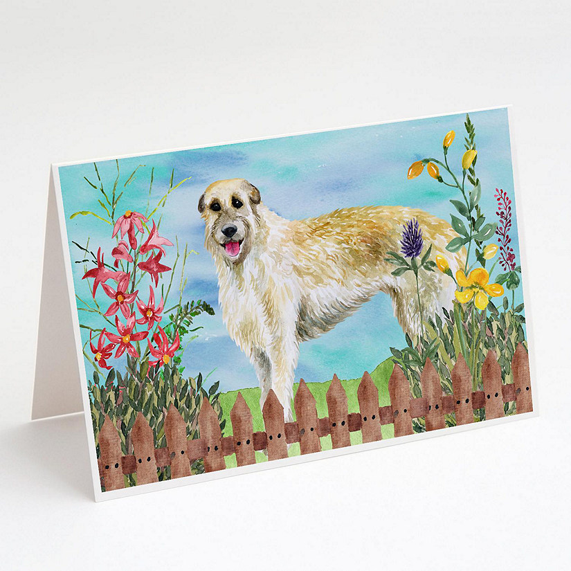 Caroline's Treasures Irish Wolfhound Spring Greeting Cards and Envelopes Pack of 8, 7 x 5, Dogs Image