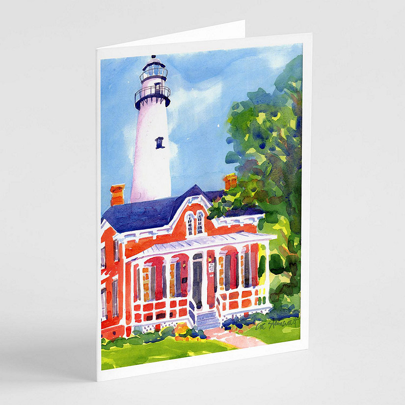Caroline's Treasures Lighthouse Greeting Cards and Envelopes Pack of 8, 7 x 5, Nautical Image