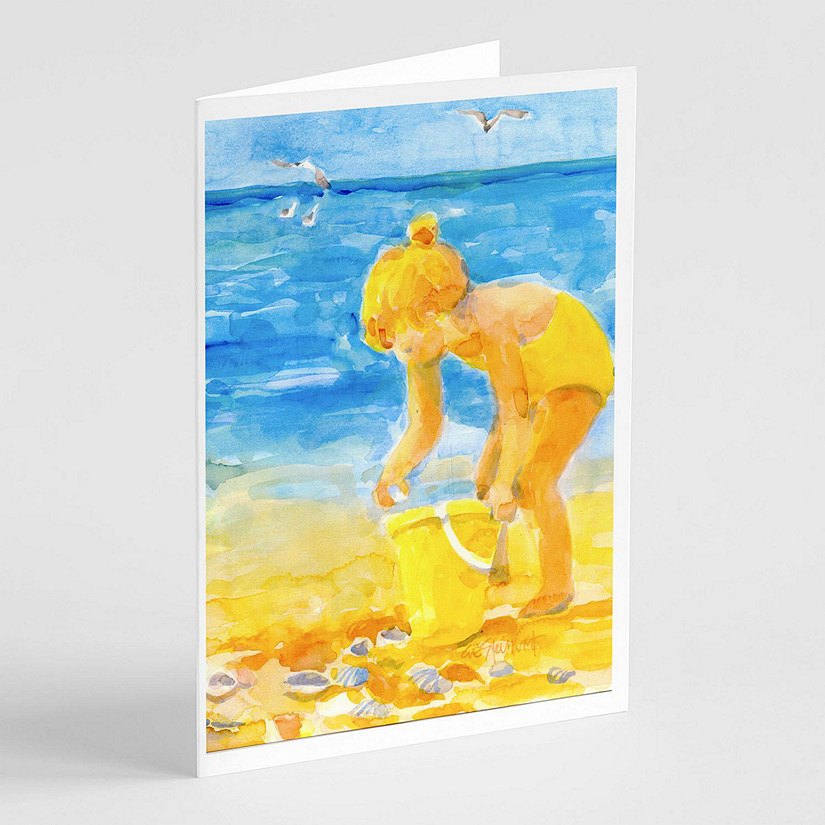Caroline's Treasures Little Girl at the beach Greeting Cards and Envelopes Pack of 8, 7 x 5, Nautical Image
