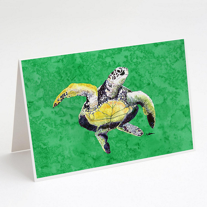 Caroline's Treasures Loggerhead Turtle  Dancing Greeting Cards and Envelopes Pack of 8, 7 x 5, Nautical Image