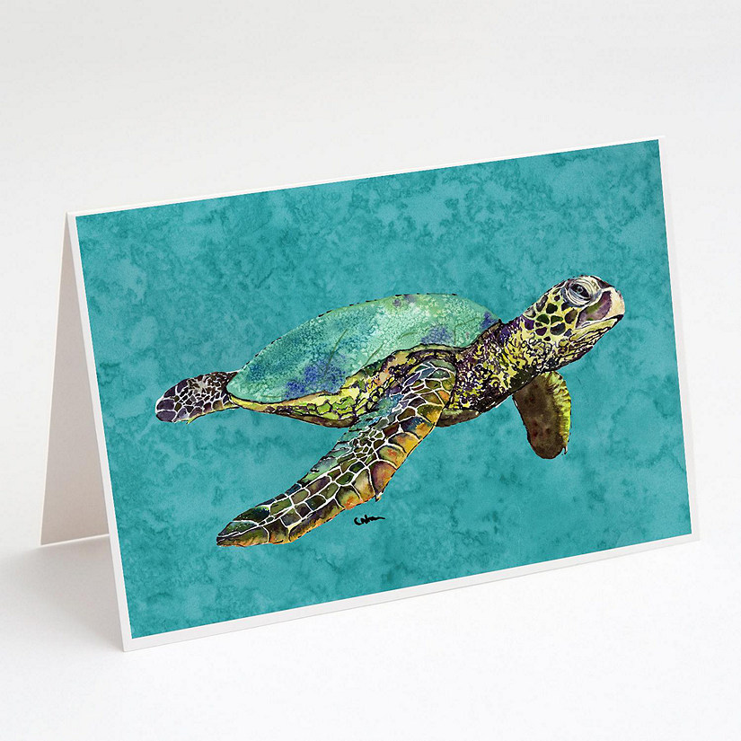 Caroline's Treasures Loggerhead Turtle Greeting Cards and Envelopes Pack of 8, 7 x 5, Nautical Image