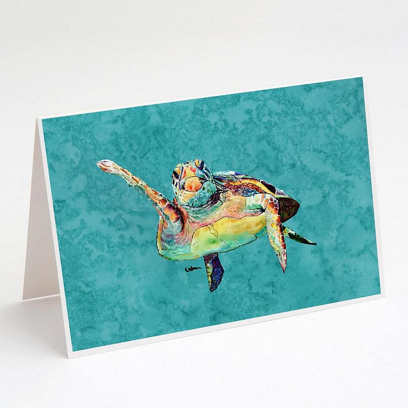 Caroline's Treasures Loggerhead Turtle  Hi Five Greeting Cards and Envelopes Pack of 8, 7 x 5, Nautical Image