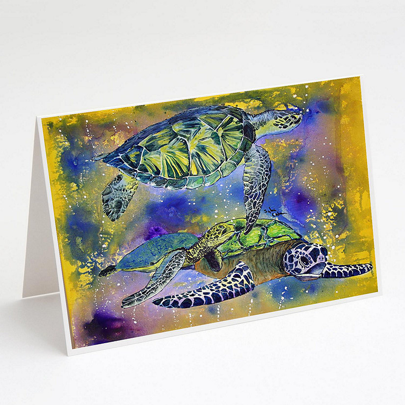 Caroline's Treasures Loggerhead Turtles Greeting Cards and Envelopes Pack of 8, 7 x 5, Nautical Image