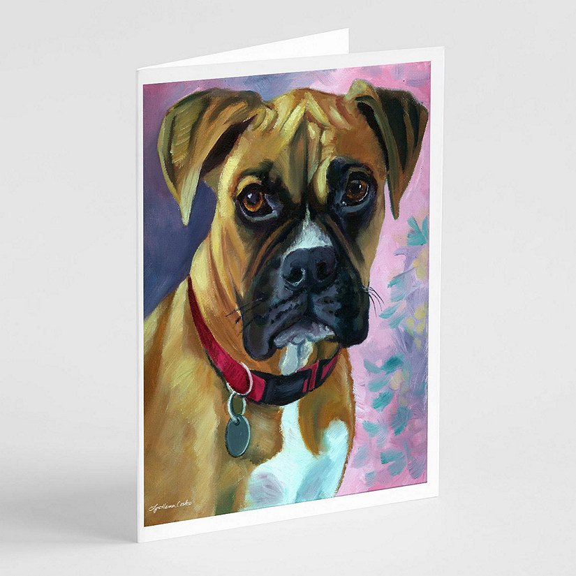 Caroline's Treasures Natural Fawn Boxer Greeting Cards and Envelopes Pack of 8, 7 x 5, Dogs Image