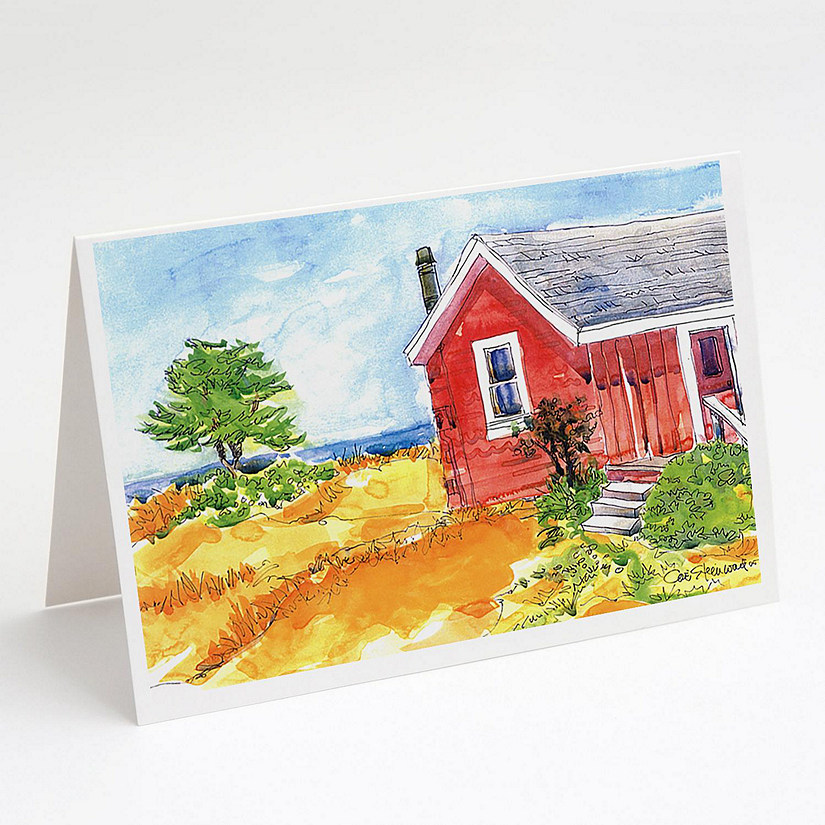 Caroline's Treasures Old Red Cottage House at the lake or Beach Greeting Cards and Envelopes Pack of 8, 7 x 5, Nautical Image
