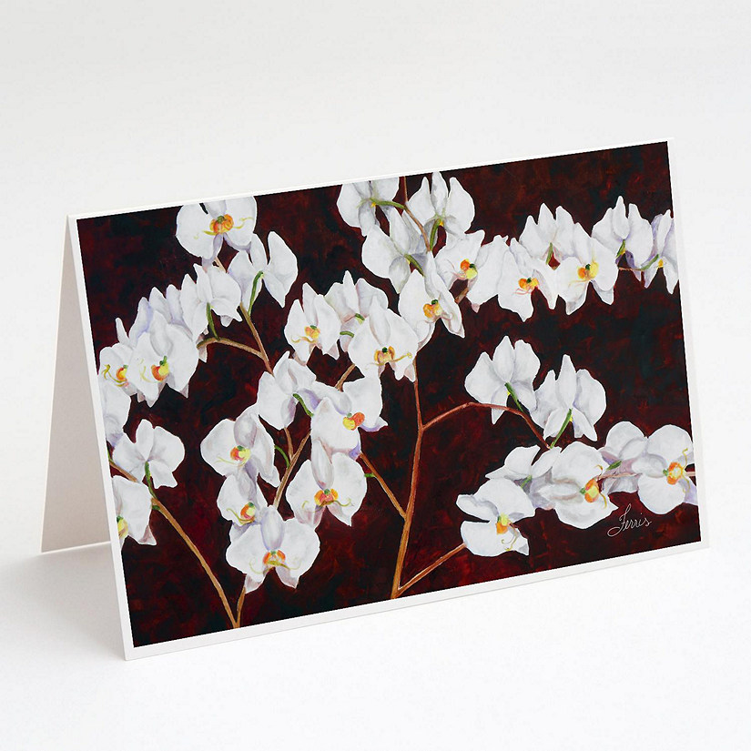 Caroline's Treasures Orchids by Ferris Hotard Greeting Cards and Envelopes Pack of 8, 7 x 5, Flowers Image