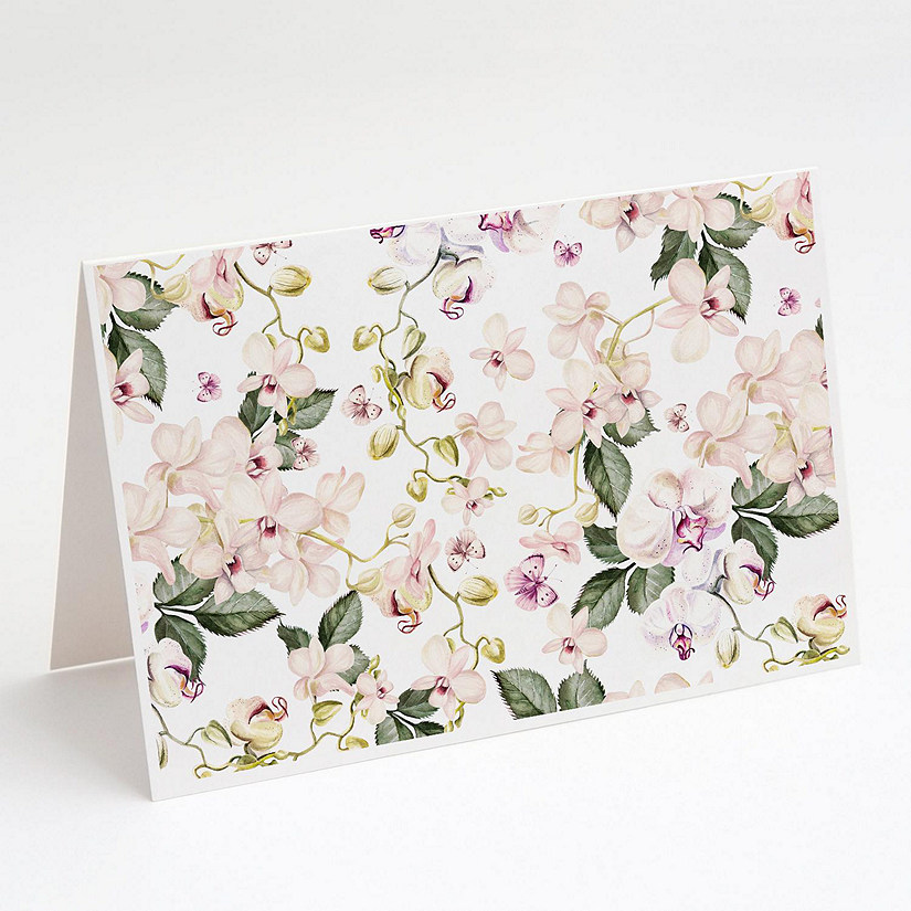 Caroline's Treasures Orchids Greeting Cards and Envelopes Pack of 8, 7 x 5, Flowers Image