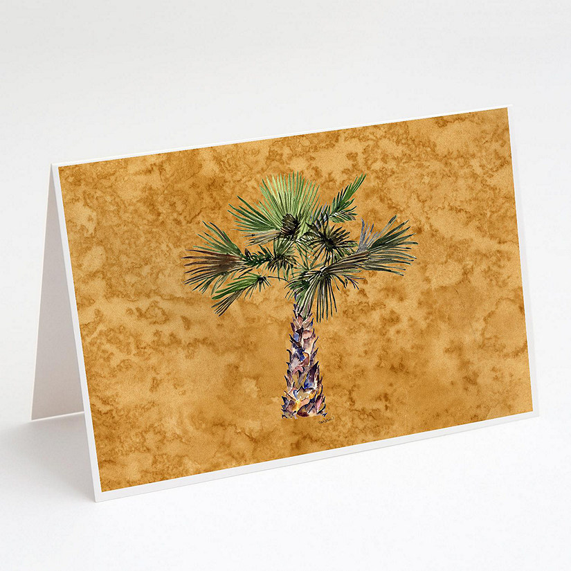 Caroline's Treasures Palm Tree on Gold Greeting Cards and Envelopes Pack of 8, 7 x 5, Flowers Image