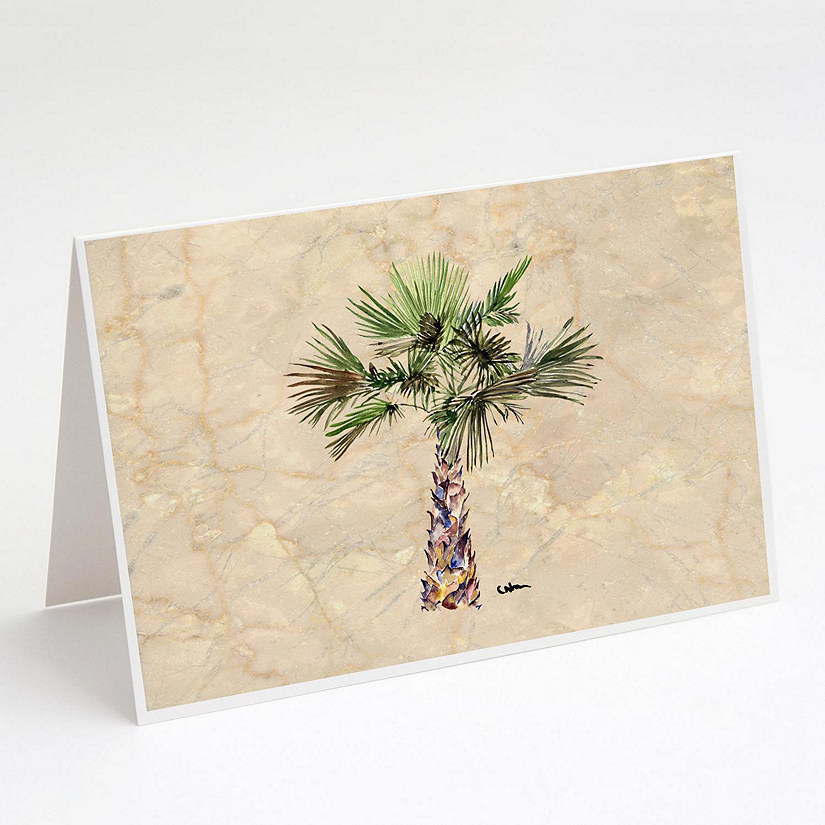 Caroline's Treasures Palm Tree on Marble Background Greeting Cards and Envelopes Pack of 8, 7 x 5, Flowers Image
