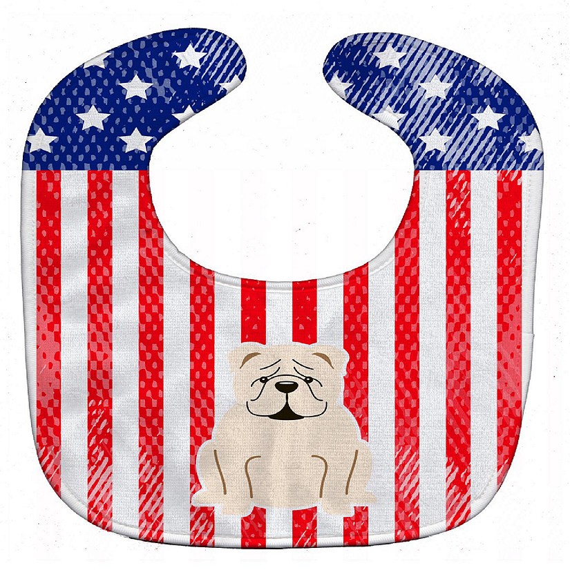 Caroline's Treasures Patriotic USA English Bulldog White Baby Bib, 10 x 13, Dogs Image