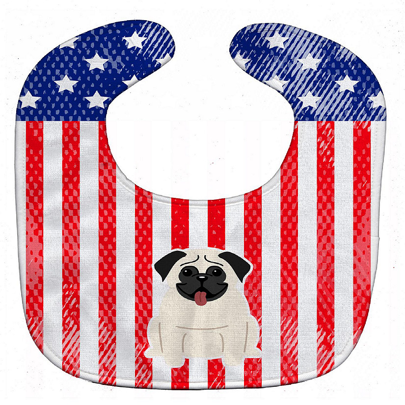 Caroline's Treasures Patriotic USA Pug Cream Baby Bib, 10 x 13, Dogs Image