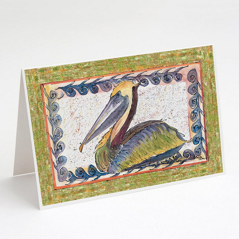 Caroline's Treasures Pelican Greeting Cards and Envelopes Pack of 8, 7 x 5, Birds Image