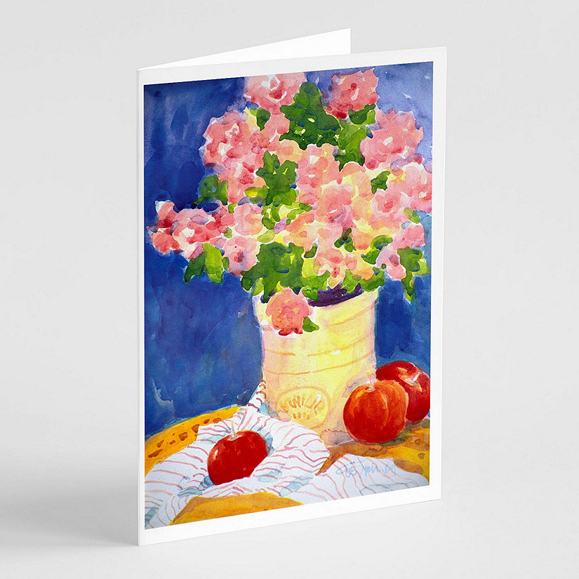 Caroline's Treasures Pink Bouquet of Flowers Greeting Cards and Envelopes Pack of 8, 7 x 5, Flowers Image