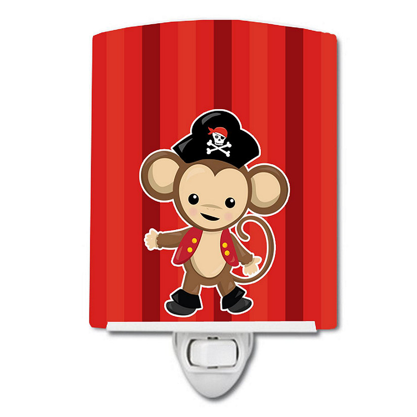 Caroline's Treasures Pirate Monkey Red #2 Ceramic Night Light, 4 x 6, Image