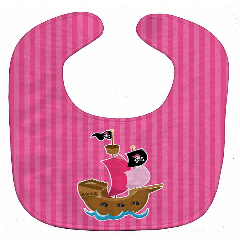Caroline's Treasures Pirate Ship Pink Baby Bib, 10 x 13, Image