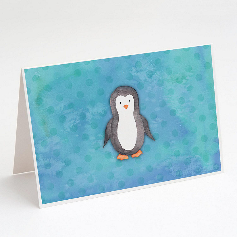 Caroline's Treasures Polkadot Penguin Watercolor Greeting Cards and Envelopes Pack of 8, 7 x 5, Birds Image