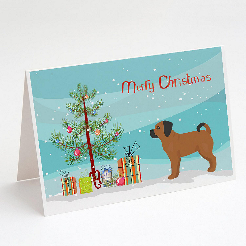 Caroline's Treasures Puggle Christmas Tree Greeting Cards and Envelopes Pack of 8, 7 x 5, Dogs Image