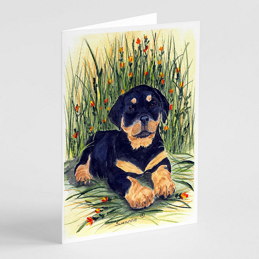 Caroline's Treasures Rottweiler Greeting Cards and Envelopes Pack of 8, 7 x 5, Dogs Image