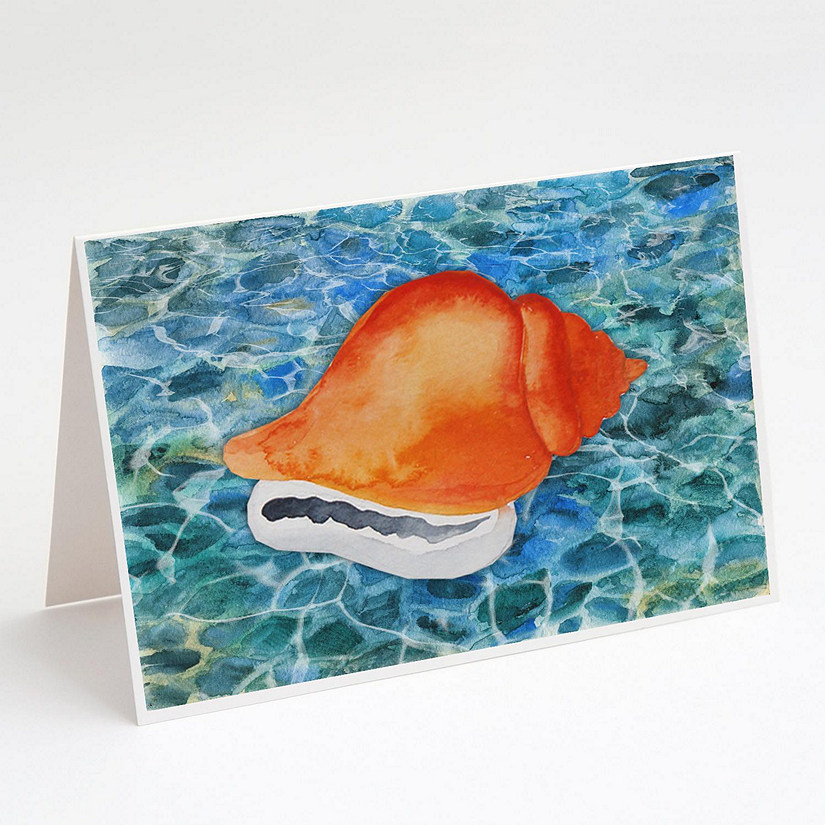 Caroline's Treasures Sea Shell Greeting Cards and Envelopes Pack of 8, 7 x 5, Nautical Image