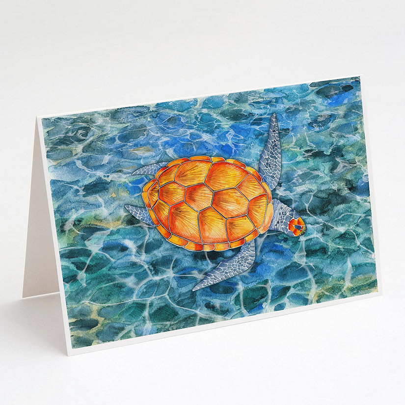 Caroline's Treasures Sea Turtle Greeting Cards and Envelopes Pack of 8, 7 x 5, Nautical Image