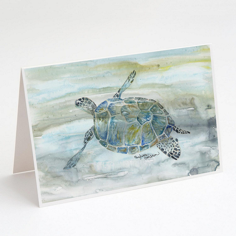 Caroline's Treasures Sea Turtle Watercolor Greeting Cards and Envelopes Pack of 8, 7 x 5, Nautical Image