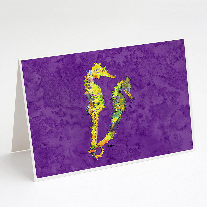 Caroline's Treasures Seahorse Couple Greeting Cards and Envelopes Pack of 8, 7 x 5, Nautical Image