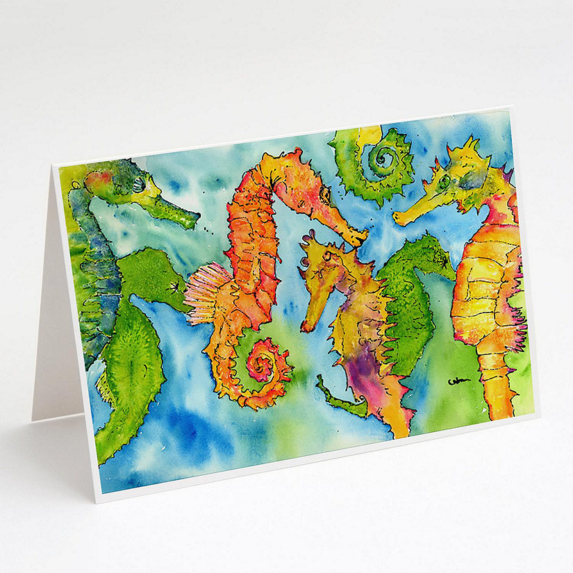 Caroline's Treasures Seahorse Greeting Cards and Envelopes Pack of 8, 7 x 5, Nautical Image