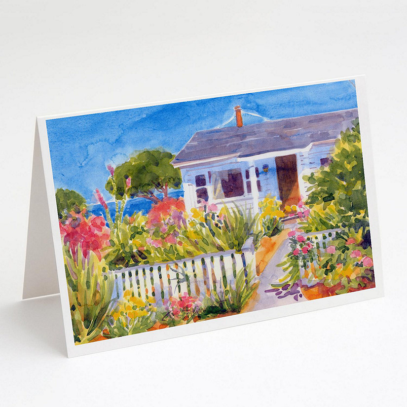 Caroline's Treasures Seaside Beach Cottage Greeting Cards and Envelopes Pack of 8, 7 x 5, Nautical Image