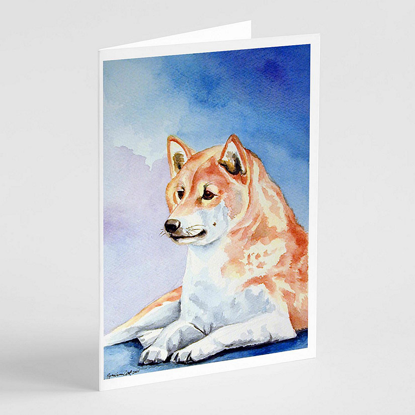 Caroline's Treasures Shiba Inu  Greeting Cards and Envelopes Pack of 8, 7 x 5, Dogs Image