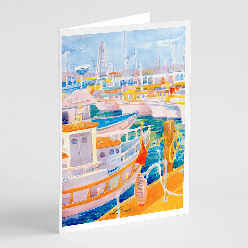 Caroline's Treasures Shirmp Boats Greeting Cards and Envelopes Pack of 8, 7 x 5, Nautical Image
