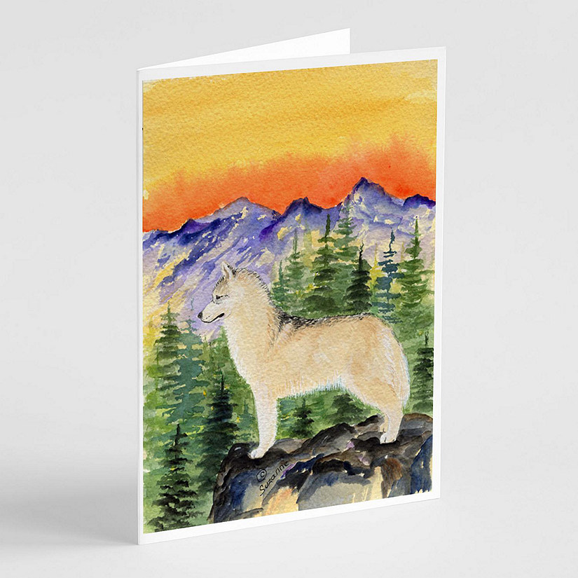 Caroline's Treasures Siberian Husky Greeting Cards and Envelopes Pack of 8, 7 x 5, Dogs Image