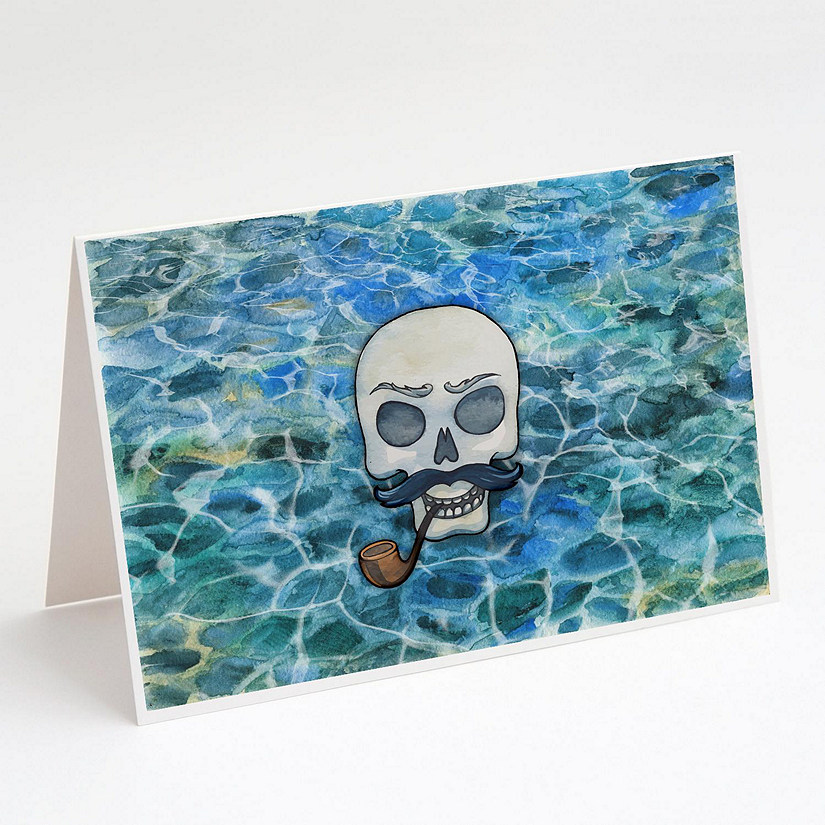 Caroline's Treasures Skeleton Skull Pirate Greeting Cards and Envelopes Pack of 8, 7 x 5, Image