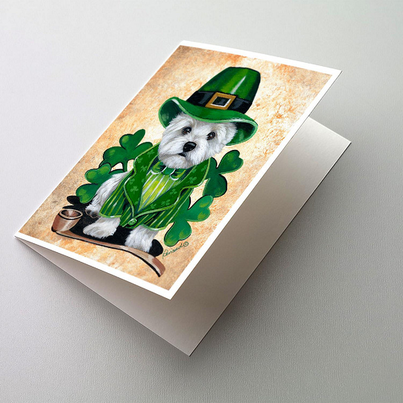 Caroline's Treasures St Patrick's Day, Westie St Patrick's Day Leprechaun Greeting Cards and Envelopes Pack of 8, 7 x 5, Dogs Image