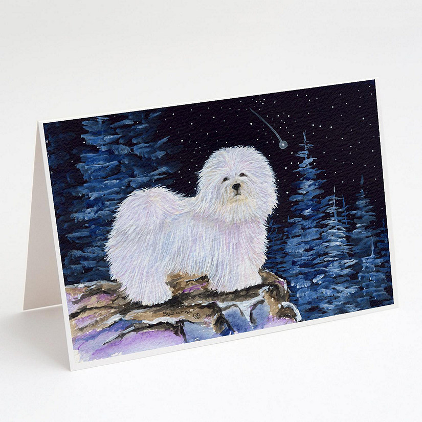 Caroline's Treasures Starry Night Coton de Tulear Greeting Cards and Envelopes Pack of 8, 7 x 5, Dogs Image