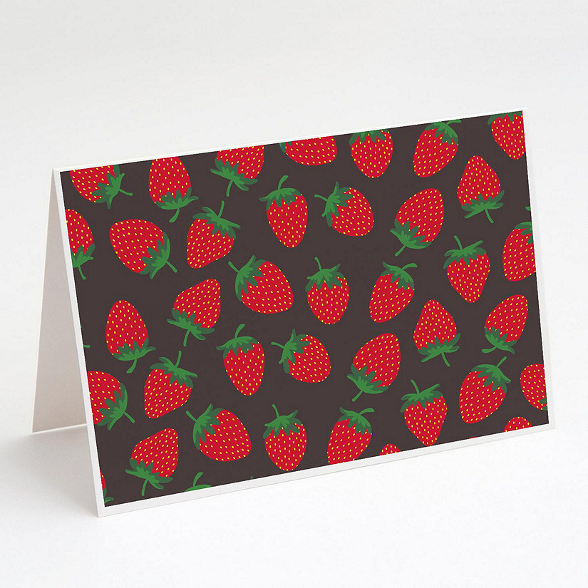Caroline's Treasures Strawberries on Gray Greeting Cards and Envelopes Pack of 8, 7 x 5, Food Image