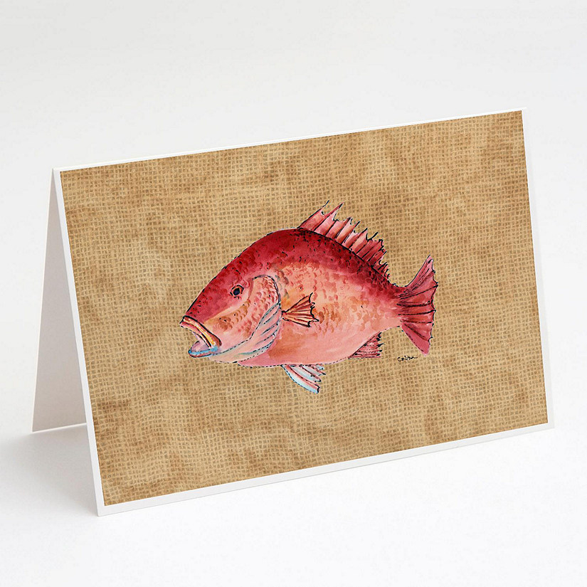 Caroline's Treasures Strawberry Snapper Greeting Cards and Envelopes Pack of 8, 7 x 5, Fish Image
