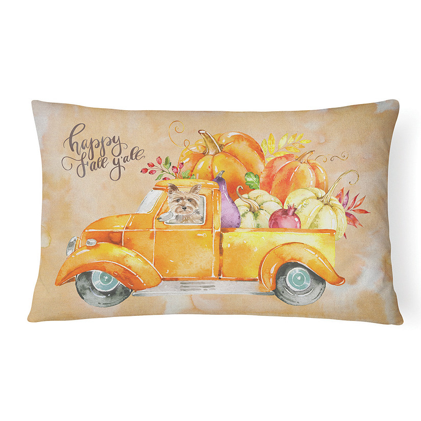 Caroline's Treasures Thanksgiving, Fall Harvest Yorkshire Terrier Canvas Fabric Decorative Pillow, 12 x 16, Dogs Image
